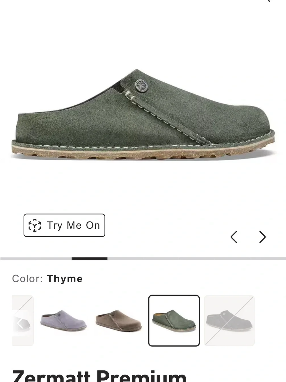 Birkenstock Zermatt Suede Clog in Thyme Green